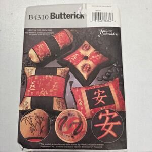 Butterick B4310 Embroidered Pillows 4 Styles Sewing Pattern Uncut
